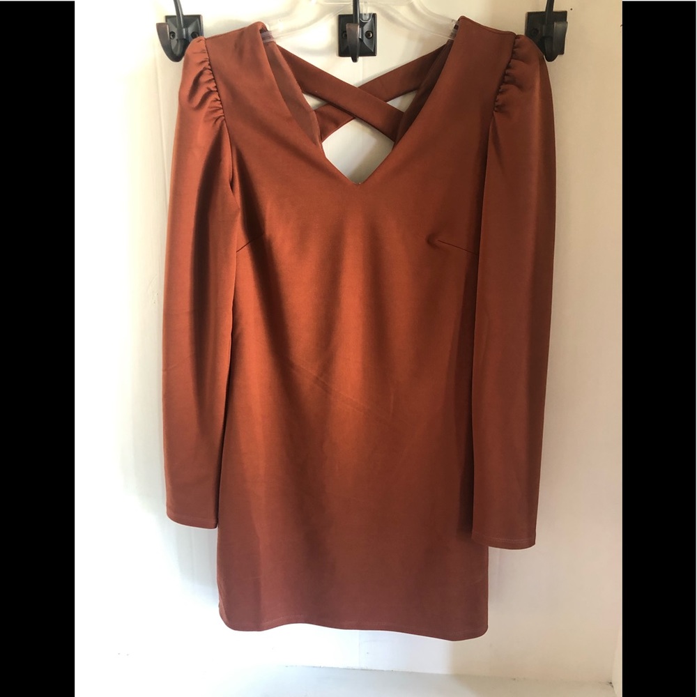 Rust-colored, form fitting dress ▪️ SMALL